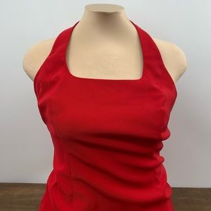 Vintage 90s Y2K Cache Red Halter Mini Dress Size 4